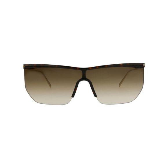 Saint Laurent Shield-Frame Injection Sunglasses Brown Womens - Picture 1 of 6